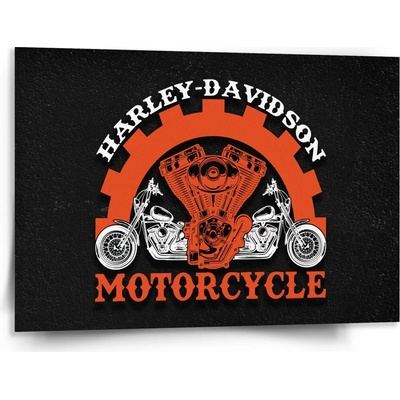Sablio Obraz Harley-Davidson motor Čierne pozadie - 150x110 cm