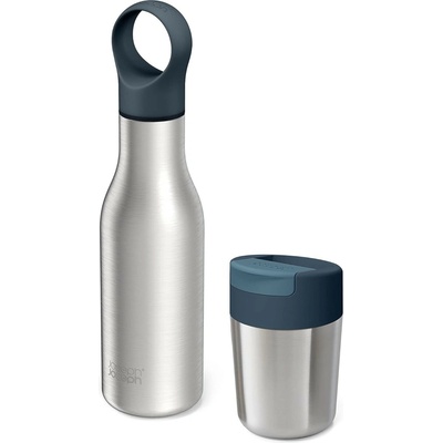 Joseph Joseph Termo fľaša LOOP&SIPP 81129 500 ml + termo hrnček 340 ml modrá, nerezová oceľ