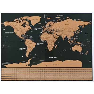 Malatec Veľká Stieracia mapa sveta s vlajkami Deluxe 82 x 59 cm čierna
