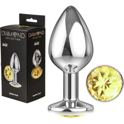 Анален плъг, метален и елегантен с жълт кристал, 7см. - Diamond Sparkle (4009-02LOLA)