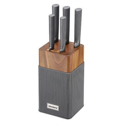 Klausberg Комплект ножове Klausberg KB 7982, 6 части, Неръждаема стомана, Стойка от акациево дърво, Графит/кафяв (KB 7982)
