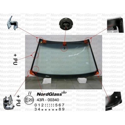 NordGlass Čelní sklo - zelené - šedý pruh ASNG 7807AGNGYVW1K
