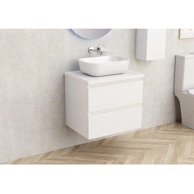 Inter Ceramic Конзолен PVC шкаф за баня BG 6038-60W + 6046-30, с бял плот, Inter Ceramic, 45х50х59см (BG 6038-60W + 6046-30)