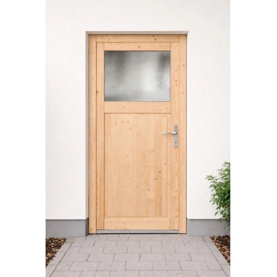 Dřevěné boční vstupní dveře Panto NET 501 přírodní 98 DIN R cm x 198 cm