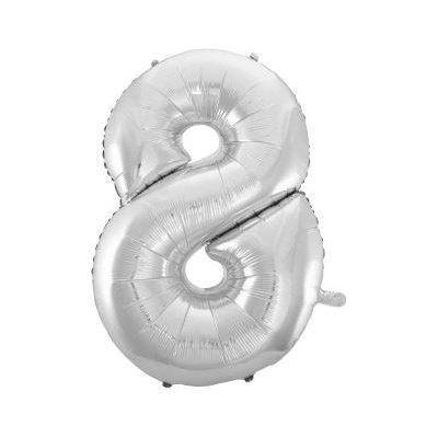 Balón foliový číslice STŘÍBRNÁ SILVER 115 cm 8