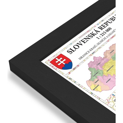 Excart Maps Slovensko - nástěnná administrativní mapa 135 x 90 cm Varianta: mapa v dřevěném rámu, Provedení: Pegi černý