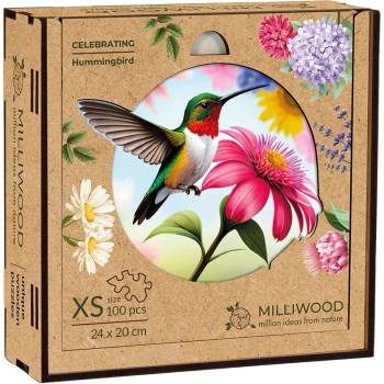 Milliwood Дървен пъзел Milliwood от 100 части - Колибри (размер XS) (XS-Hummingbird-5081)