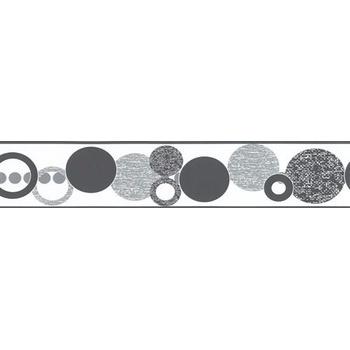 IMPOL TRADE D 58-017-5 Samolepící bordura kruhy šedé, rozměr 5 m x 5,8 cm