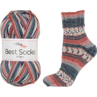 Vlna - Hep příze Best Socks 7382 odstíny šedé, cihlová