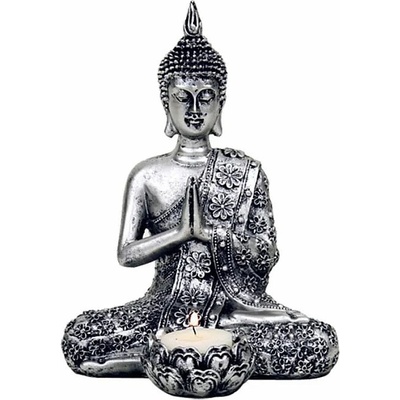 Nefertitis Buddha meditující thajská soška se stojánkem na čajovou svíčku 20,5 cm - 20,5 cm