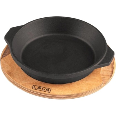 Lava Metal Litinový servírovací talíř/miska s dřevěným podstavcem 16 cm