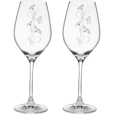 Preciosa Sklenice na víno s krystaly Flower 2 x 360 ml