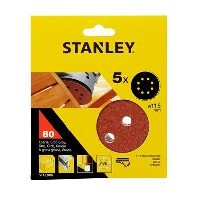 Stanley papíry pro excentrickou brusku O 115mm P80, 5 ks
