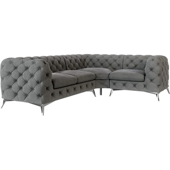 ROPEZ Сив кадифен ъглов диван (десен ъгъл/L форма) Chelsea - Ropez (Chelsea 2+E+1 Riviera 91 Srebrne)