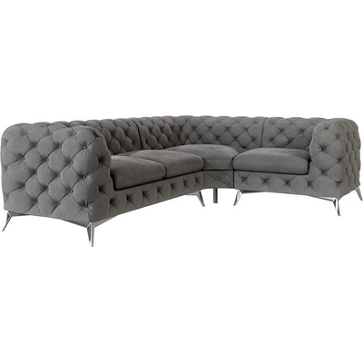 ROPEZ Сив кадифен ъглов диван (десен ъгъл/L форма) Chelsea - Ropez (Chelsea 2+E+1 Riviera 91 Srebrne)