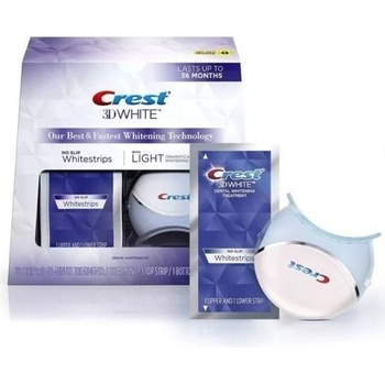 Procter & Gamble Crest 3D White bieliace pásiky s bieliacou lampou 20 ks