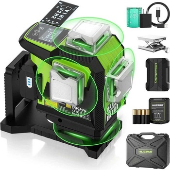 Huepar Нивелир лазерен линеен, Huepar HX04CG, 30/60 м обхват, зелен лъч, 16 линии, LCD дисплей (UNI-012132)
