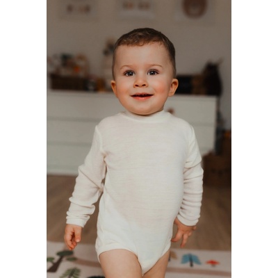 Merino body pre deti s tencelom s dlhým rukávom bielej SAFA