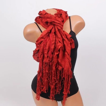 Image 1 of Дамски плетен шал в керемидено червено