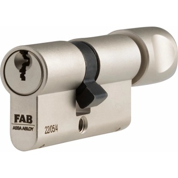 Assa Abloy FAB 3***, 30+45 mm Nikl, s gombíkom na dlhšej strane