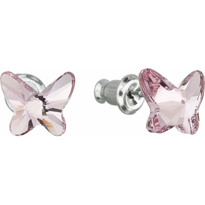 Evolution Group Náušnice s svetlo ružovými kryštálmi Swarovski Motýľ 51048.3 light rose