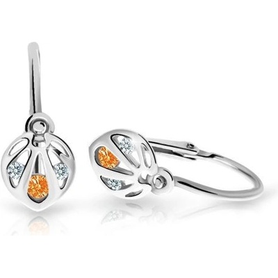 Danfil dětské náušnice C2265 z bílého zlata s kamínkem Orange zapínání brizura
