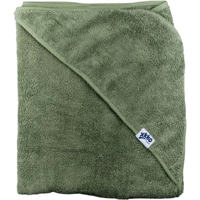 XKKO Organic BIO Bavlnená froté osuška s kapucňou 90x90 Granite Green