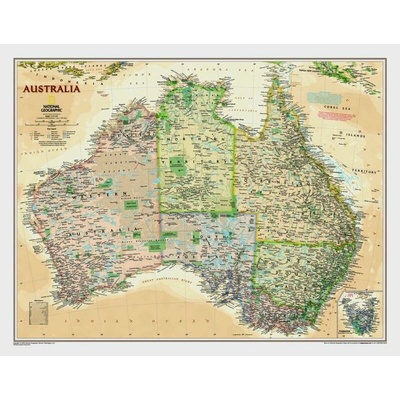 Austrálie National Geographic Executive - nástěnná mapa 80 x 60 cm, lamino + dřevěný rám