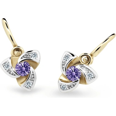Danfil náušnice pre bábätká C2203 zo žltého zlata amethyst brizura