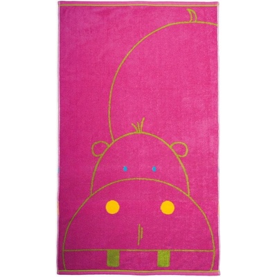 SCANquilt Plážová osuška ANIMALS hippo 2 růžová 70 x 125 cm