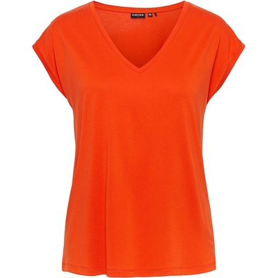 Pieces Тениска Pieces Women's Regular Fit Knitted T-Shirt - Tangerine Tango