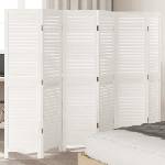 vidaXL Разделител за стая, 6 панела, бял, дърво пауловния масив (358841)