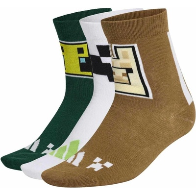 Adidas Minecraft Youth 3 Pairs Per Pack Socks Carbon/Brown