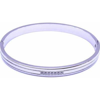 Jan Kos jewellery Náramek z oceli s bílým zirkonem STA-4607/