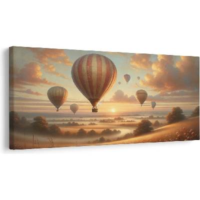 Obraz západ slunce s balony - 100x50