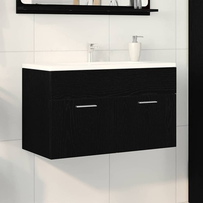 vidaXL Шкаф за мивка Черния дъб 38, 5 x 100 x 46 см Инженерно дърво (862529)