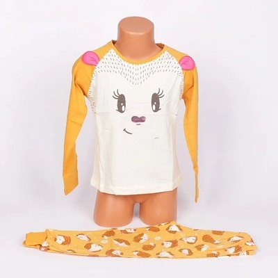 Детска пижама в жълто и бяло със сладки таралежчета