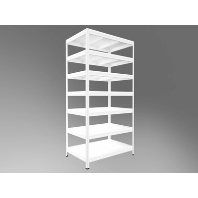 Biedrax Regál do domácnosti 60 x 120 x 210 cm, biely, 7 políc biele lamino 12mm, 200 kg na policu