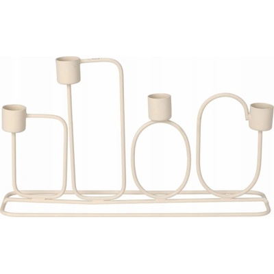 Home Styling Collection Kovový svícen ve světlé šedě barvě na 4 svíčky, 27 x 15,7 cm