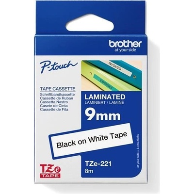 páska BROTHER TZ221 čierne písmo, biela páska Tape (9mm) (TZE221)