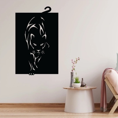 dřevo života Dřevěná dekorace na zeď Panter Rozměry (cm): 80x128, Zvolte barvu dekoru: Černá