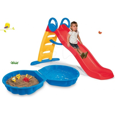 Smoby set šmykľavka Funny Toboggan 2 m a pieskovisko Mušľa 100 litrov 820401-2