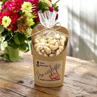 Nutworld Kešu natural v celofánku a kelímku pro paní vychovatelku 180 g
