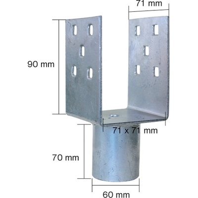 EKOfence Nadstavec na zemnú skrutku Zn "U" 70x70x90x60mm 745