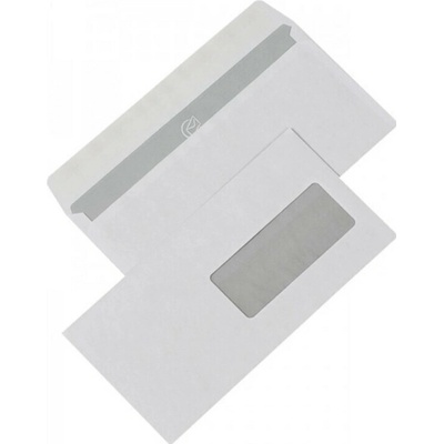 Dopisní obálka DL 110 × 220 mm – bílá, samolepicí, okénko vpravo dole (1000 ks)