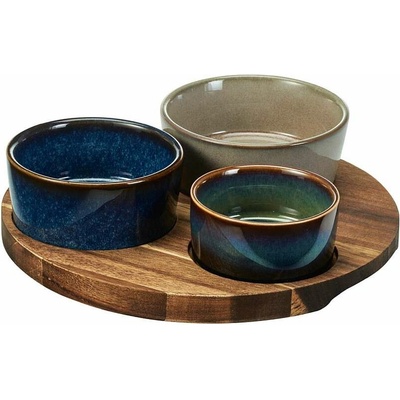 Excellent Houseware Servírovací misky na akátovém podnose sada 4 ks KO-278001190