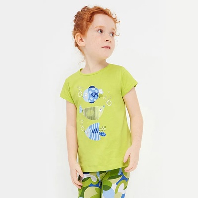 MAYORAL Тениска с къс ръкав с риби за момиче Майорал в цвят лайм