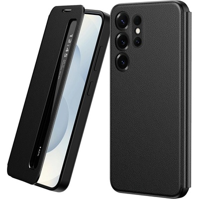 Samsung Smart View кожен калъф с прозорец и протектор за Samsung Galaxy S23 Ultra - четири цвята