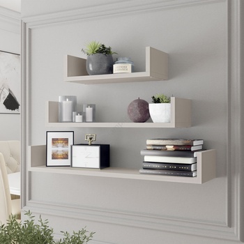 Mirjan24 Комплект от 3 стенни рафта TRIO 40/60/80x11 см, кашмир (MJ0151)