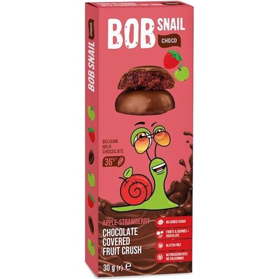 Eco Snack Bob Snail Choco bez přidaného cukru jablko, jahoda 30 g